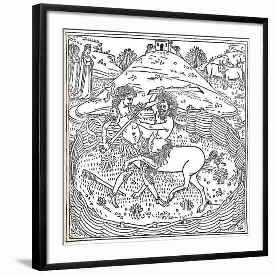 Theseus and the Centaur, Plutarch: Vitae Parallelae, 1491, (1917)-null-Framed Giclee Print