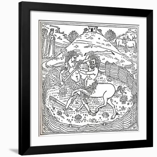 Theseus and the Centaur, Plutarch: Vitae Parallelae, 1491, (1917)-null-Framed Giclee Print