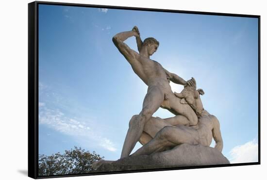 Theseus Slaying Minotaur. Statue. The Garden of the Tullerias. Paris. France-null-Framed Stretched Canvas