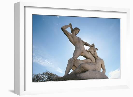 Theseus Slaying Minotaur. Statue. The Garden of the Tullerias. Paris. France-null-Framed Giclee Print