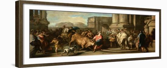 Theseus Taming the Bull of Marathon, c.1730-Carle van Loo-Framed Giclee Print