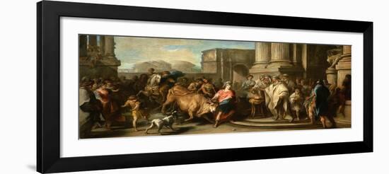 Theseus Taming the Bull of Marathon, c.1730-Carle van Loo-Framed Giclee Print