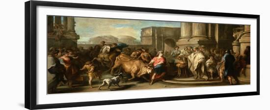 Theseus Taming the Bull of Marathon, c.1730-Carle van Loo-Framed Giclee Print