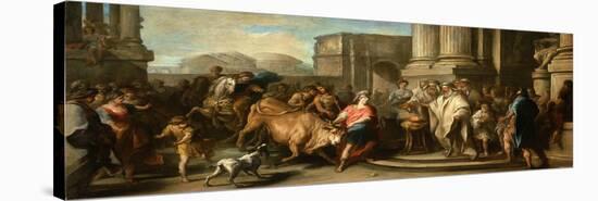 Theseus Taming the Bull of Marathon, c.1730-Carle van Loo-Stretched Canvas
