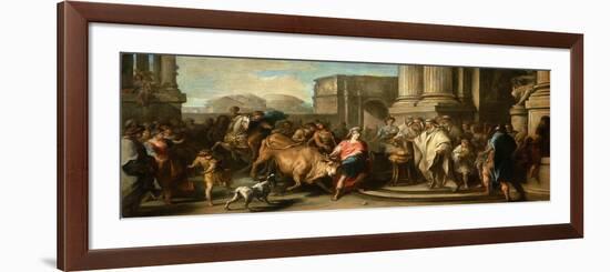 Theseus Taming the Bull of Marathon, c.1730-Carle van Loo-Framed Giclee Print