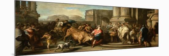 Theseus Taming the Bull of Marathon, c.1730-Carle van Loo-Mounted Giclee Print