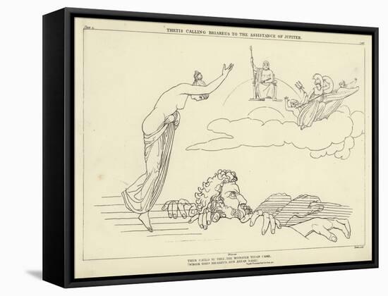 Thetis Calling Briareus to the Assistance of Jupiter-John Flaxman-Framed Stretched Canvas