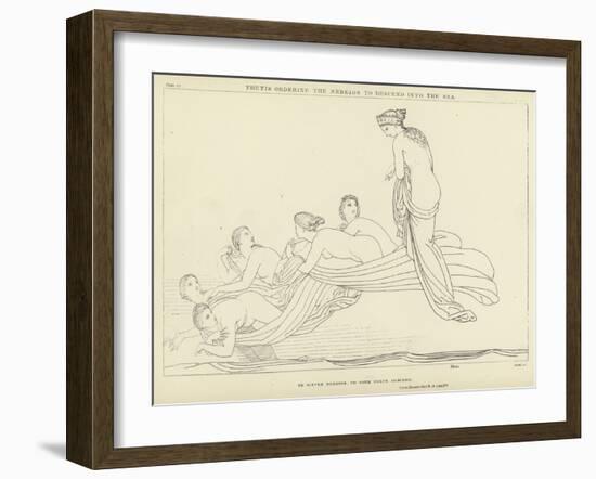Thetis Ordering the Nereids to Descend into the Sea-John Flaxman-Framed Giclee Print