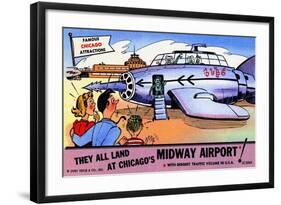 They All Landed At Chicago's Midway Airport-Curt Teich & Company-Framed Art Print