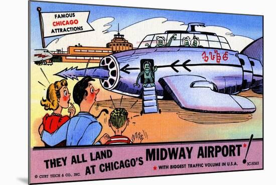 They All Landed At Chicago's Midway Airport-Curt Teich & Company-Mounted Art Print