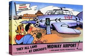 They All Landed At Chicago's Midway Airport-Curt Teich & Company-Stretched Canvas