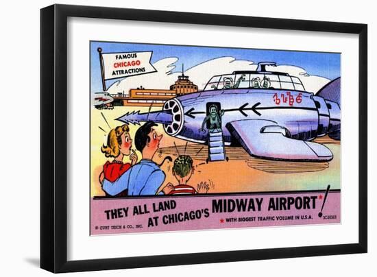 They All Landed At Chicago's Midway Airport-Curt Teich & Company-Framed Art Print