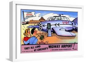 They All Landed At Chicago's Midway Airport-Curt Teich & Company-Framed Art Print