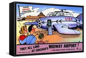 They All Landed At Chicago's Midway Airport-Curt Teich & Company-Framed Stretched Canvas