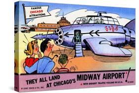 They All Landed At Chicago's Midway Airport-Curt Teich & Company-Stretched Canvas