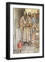 They all trooped out, lords and ladies, to view the wee man', c1910-Stephen Reid-Framed Giclee Print