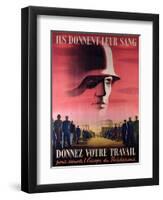 They Give their Blood; Give Your Work', World War II Poster, June 1943-null-Framed Giclee Print