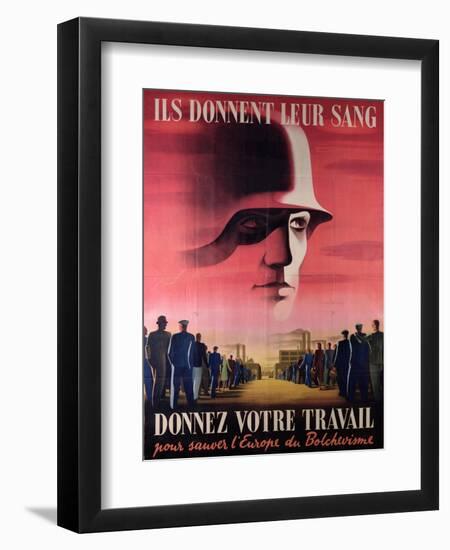 They Give their Blood; Give Your Work', World War II Poster, June 1943-null-Framed Giclee Print