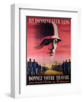 They Give their Blood; Give Your Work', World War II Poster, June 1943-null-Framed Giclee Print