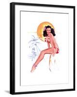 "They Grow Big Coconuts Down Here" 1950s Pin-Up Calendar Girl by T. N. Thompson-Piddix-Framed Art Print