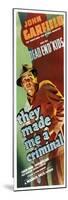 THEY MADE ME A CRIMINAL, John Garfield on insert poster, 1939.-null-Mounted Art Print