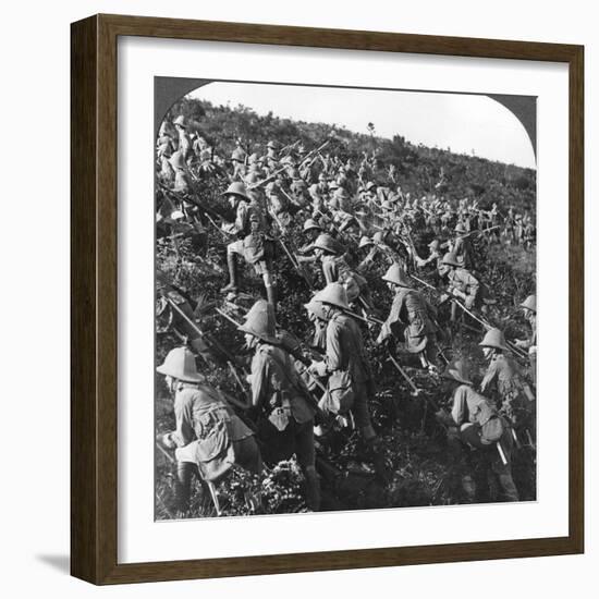 They Press On, the True Bull Dog Rush of Our Troops at Gallipoli, Turkey, World War I, 1915-null-Framed Photographic Print