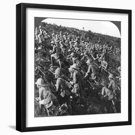 They Press On, the True Bull Dog Rush of Our Troops at Gallipoli, Turkey, World War I, 1915-null-Framed Photographic Print