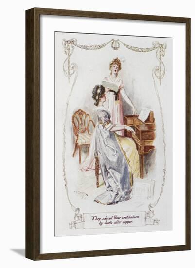 They Solaced Their Wretchedness by Duets After Supper'. Illustration To 'Pride and Prejudice'-Charles Edmund Brock-Framed Giclee Print