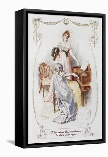 They Solaced Their Wretchedness by Duets After Supper'. Illustration To 'Pride and Prejudice'-Charles Edmund Brock-Framed Stretched Canvas