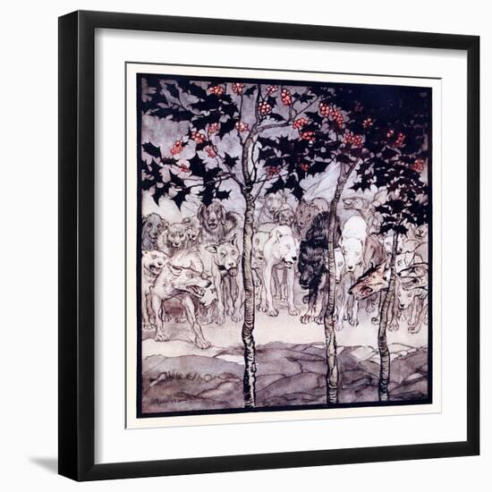 They Stood Outside, Filled with Savagery and Terror.' from 'The Enchanted Cave of Cesh Corran' in '-Arthur Rackham-Framed Giclee Print