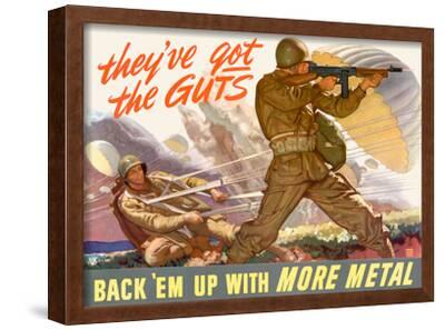 NEW Vintage USA WWII Patriotic Print POSTER Back 'em Up with More Metal 
