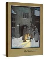 They Went Round the House Playing Under the Windows - Carol Singers in the Snow-Cecil Aldin-Stretched Canvas