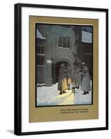 They Went Round the House Playing Under the Windows - Carol Singers in the Snow-Cecil Aldin-Framed Giclee Print