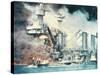 Thick Smoke Rolls Out of the Burning USS West Virginia During the Japanese Attack on Pearl Harbor-null-Stretched Canvas