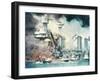 Thick Smoke Rolls Out of the Burning USS West Virginia During the Japanese Attack on Pearl Harbor-null-Framed Photo