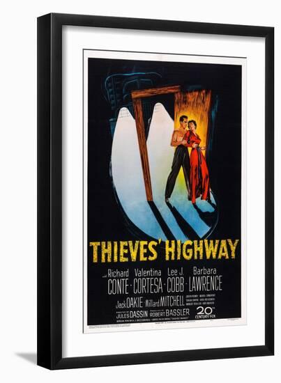 Thieves' Highway, from Left: Richard Conte, Valentina Cortesa, 1949-null-Framed Art Print