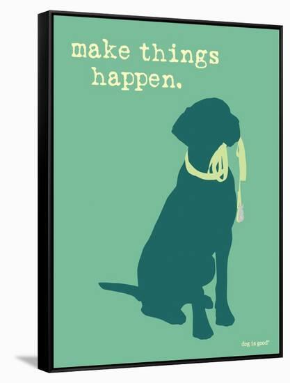 Things Happen - Teal Version-Dog is Good-Framed Stretched Canvas