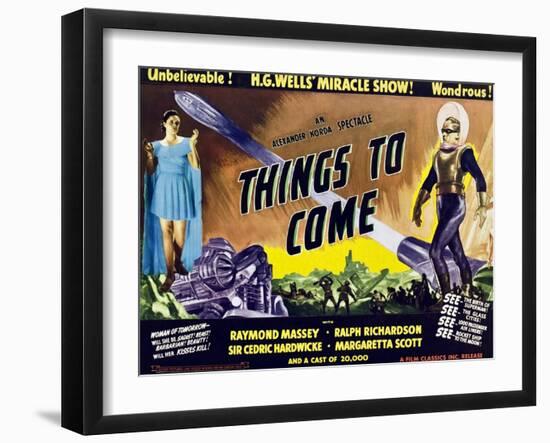 Things to Come, From Left: Margaretta Scott, Raymond Massey, 1936-null-Framed Art Print