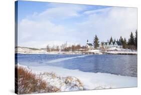 Thingvallabaer and Church by the River Oxara, Thingvellir National Park, Iceland-Neale Clark-Stretched Canvas