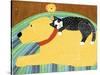 Think A Happy Thought Yellow Black Cat-Stephen Huneck-Stretched Canvas