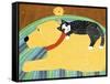 Think A Happy Thought Yellow Black Cat-Stephen Huneck-Framed Stretched Canvas