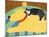 Think A Happy Thought Yellow Black Cat-Stephen Huneck-Mounted Giclee Print