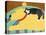 Think A Happy Thought Yellow Black Cat-Stephen Huneck-Stretched Canvas