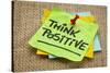 Think Positive - Motivational Reminder - Handwriting on Sticky Note-PixelsAway-Stretched Canvas