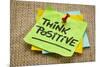 Think Positive - Motivational Reminder - Handwriting on Sticky Note-PixelsAway-Mounted Photographic Print