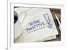 Think Positive - Motivational Slogan on a Napkin with a Cup of Coffee-PixelsAway-Framed Photographic Print