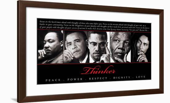 Thinker (Quintet): Peace, Power, Respect, Dignity, Love-null-Framed Art Print