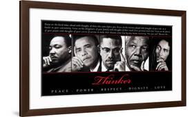 Thinker (Quintet): Peace, Power, Respect, Dignity, Love-null-Framed Art Print