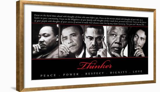 Thinker (Quintet): Peace, Power, Respect, Dignity, Love-null-Framed Art Print