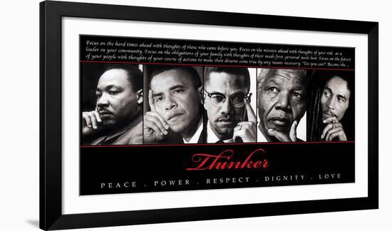 Thinker (Quintet): Peace, Power, Respect, Dignity, Love-null-Framed Art Print